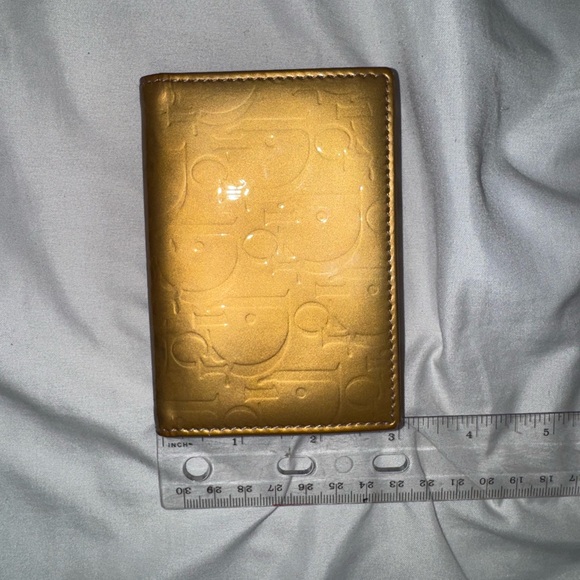 Gold And Pink Dior Card Holder Wallet - Patent Leather Oblique Pattern - Picture 15 of 16